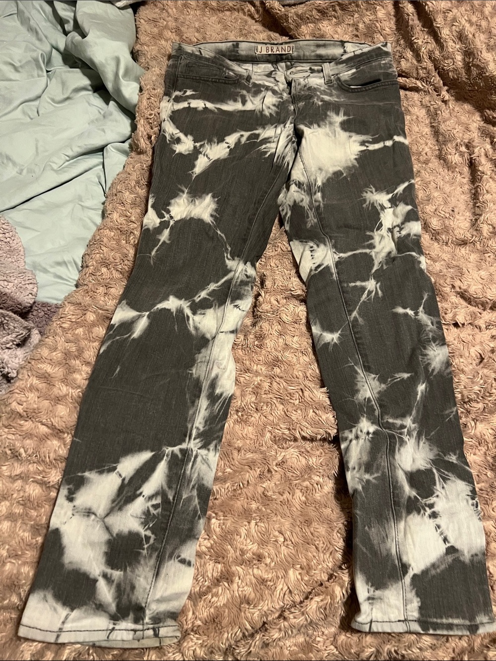 J Brand Black and White Tie-Dye Skinny Jeans